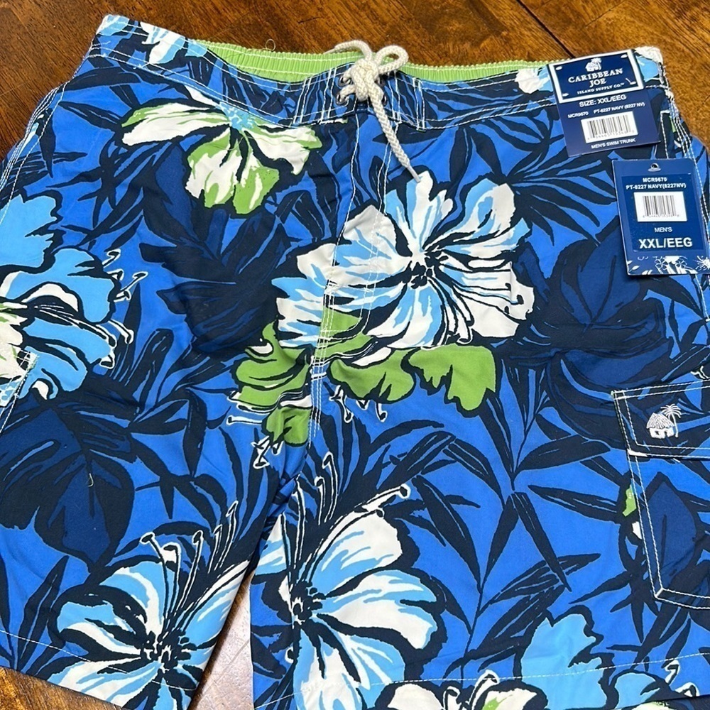 Caribbean Joe mens swim trunks XXL vacation netted 5 pocket island wear NWT
